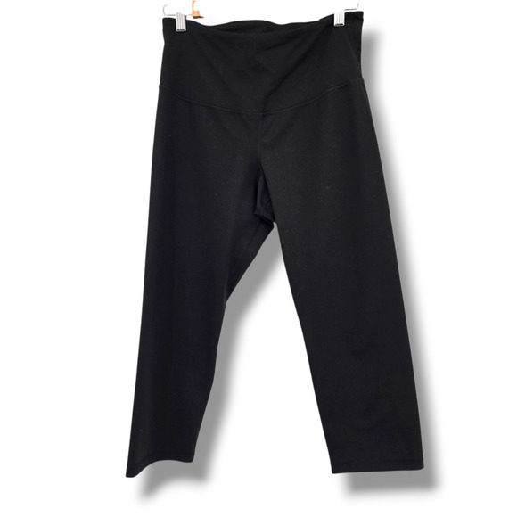 Old Navy Active Womens Black Cropped Leggings High Waist Athletic Workout L - Picture 1 of 9